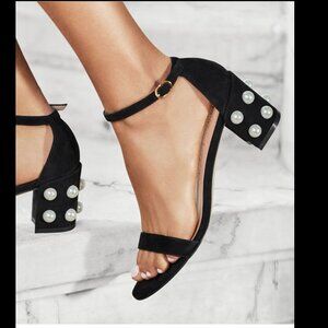 Stuart Weitzman - Simple Pearls Suede Heels Sandals 65mm Size 8 NWT